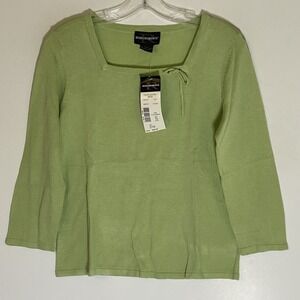Requirments Sweater Womens Small Green Square Neck Accent Bow Grannycore Classic